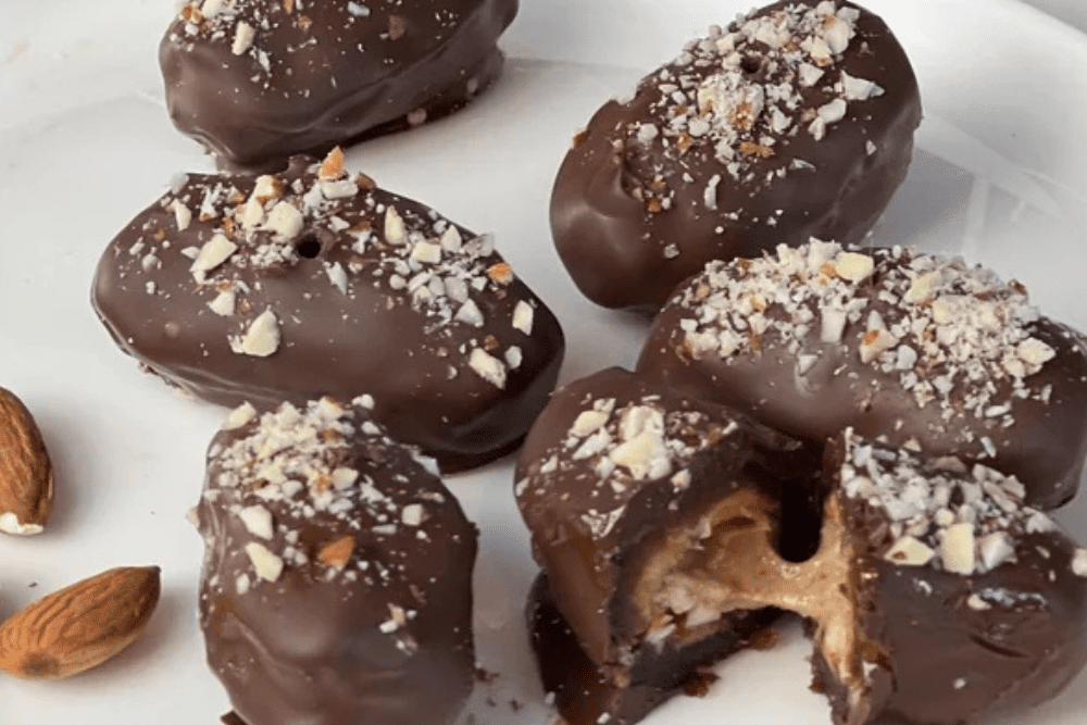 Chocolate Covered Almond Butter Dates